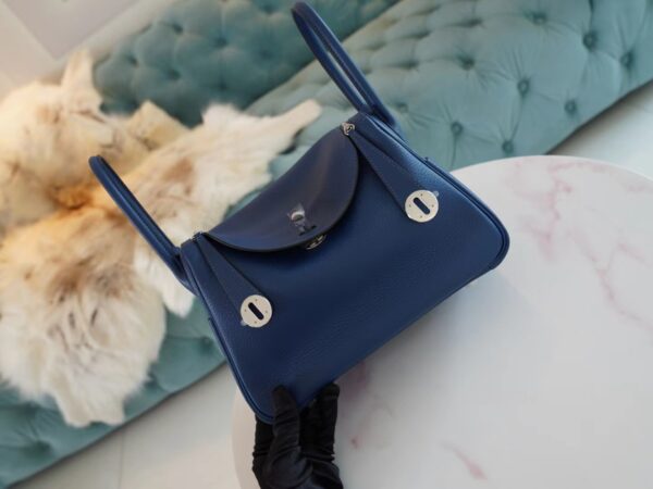be04970222427be Hermes Shop Lindy 26CM Clemence S4 Deep Blue Silver Hardware