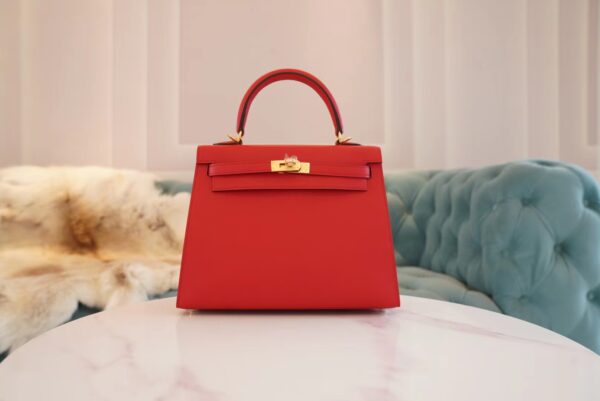 bec088399139796-1 Wholesale Hermes Kelly 25CM Q5 Rouge Casaque Epsom Leather Gold Hardware