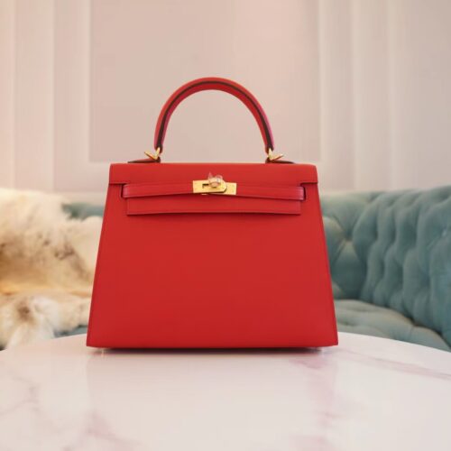 Wholesale Hermes Kelly 25CM Q5 Rouge Casaque Epsom Leather Gold Hardware