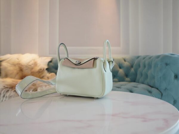 bee1824b4cdf0cd Full Handmade Hermes Mini Lindy 19CM 0S Vert Fizz Swift Silver Hardware