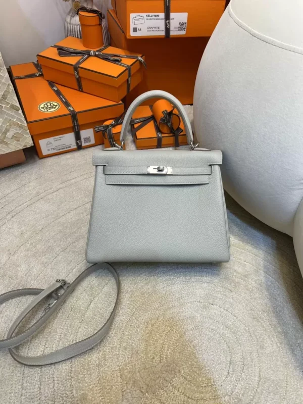 bf23bf335658cf8-1-jpg Hermes Togo Leather 80 Gris Pearl Kelly 25CM Silver Hardware