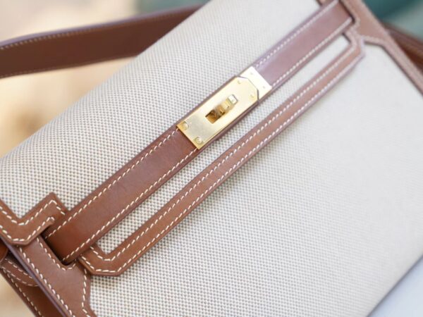 bf32bd78c46463b New Arrival God Factory Bags Hermes Depeches25CM Beige Canvas & Barenia Leather Gold Hardware