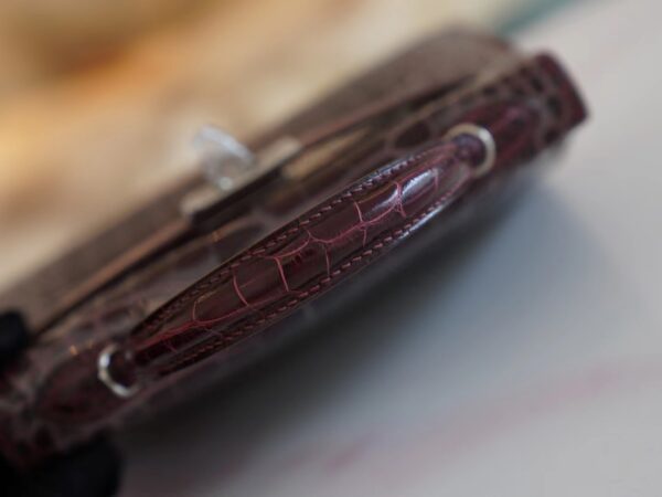 bfb15998ae361dc Hermes Mini Kelly 19CM HCP Shiny Alligator 57 Bordeaux Silver Hardware