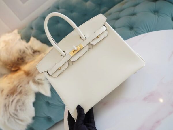 c01cfca8fe73dc4 Full Handmade Hermes Birkin Bag25CM CC10 Craie Jonathan Leather Gold Hardware