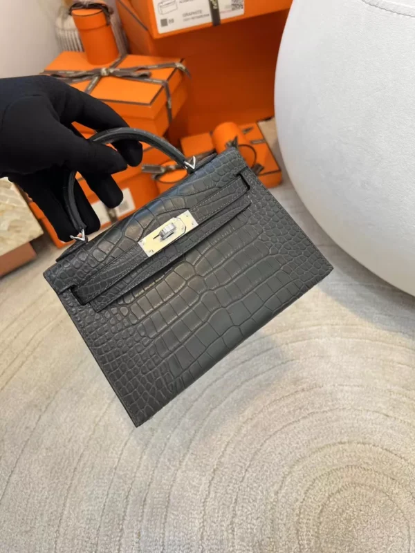 c1029a24037f3f8-jpg Hermes Boutique Mini Kelly 19CM Matte Alligator 88 Gris Graphite Silver Hardware