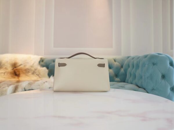 c10922dbb4d9f6b God Factory Bags Factory Hermes Kelly Pochette22cm Craie & Gris Asphalt Swift Leather