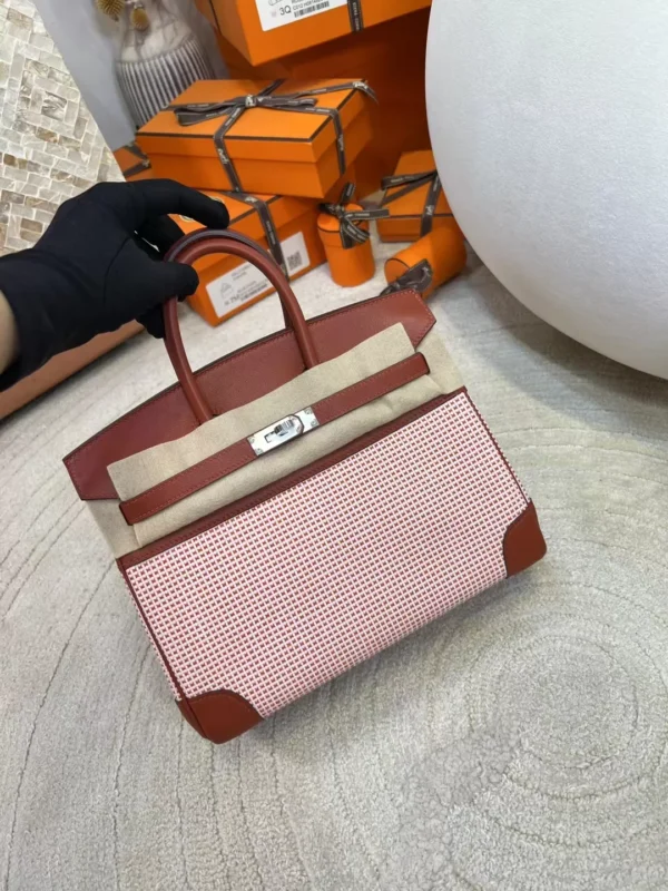 c1d6cf45300c3f4-jpg Stock Toil Canvas / Leather Brique Birkin 25CM Silver Hardware Women’s Bag