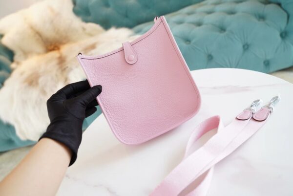 c232628a0016b68 Hermes Handmade Boutique X9 Mauve Sylyestre Clemence Leather Mini Evelyne Silver Hardware