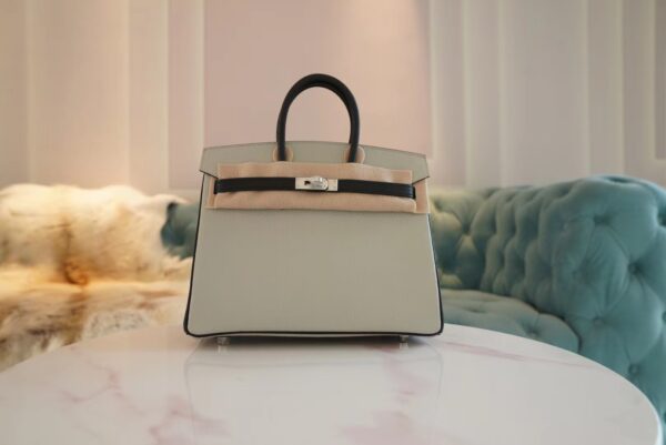 c27d8c104e2d4c1-1 God Factory Bags Factory Hermes C80 Gris Pearl/CK89 Black Chevre Leather Birkin25CM Silver Hardware