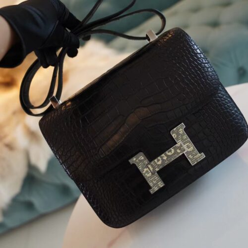 God Factory Bags Hermes Matte Crocodile Constance 24CM CK89 Nior Lizard Buckle