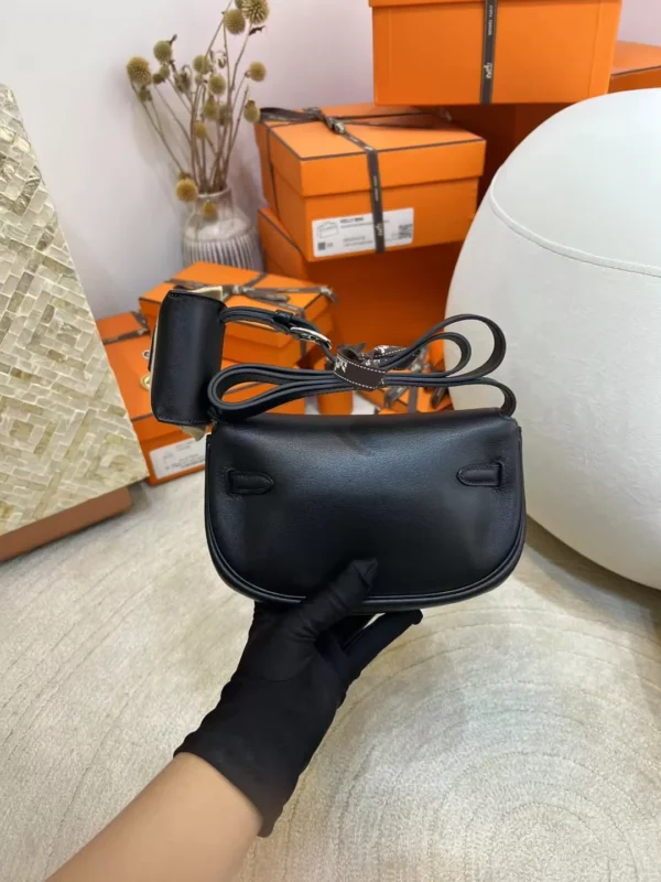 c3861a58769229b-jpg Full Handmade 89 Noir Swift Leather Kelly Moove Waist Bag Silver Hardware