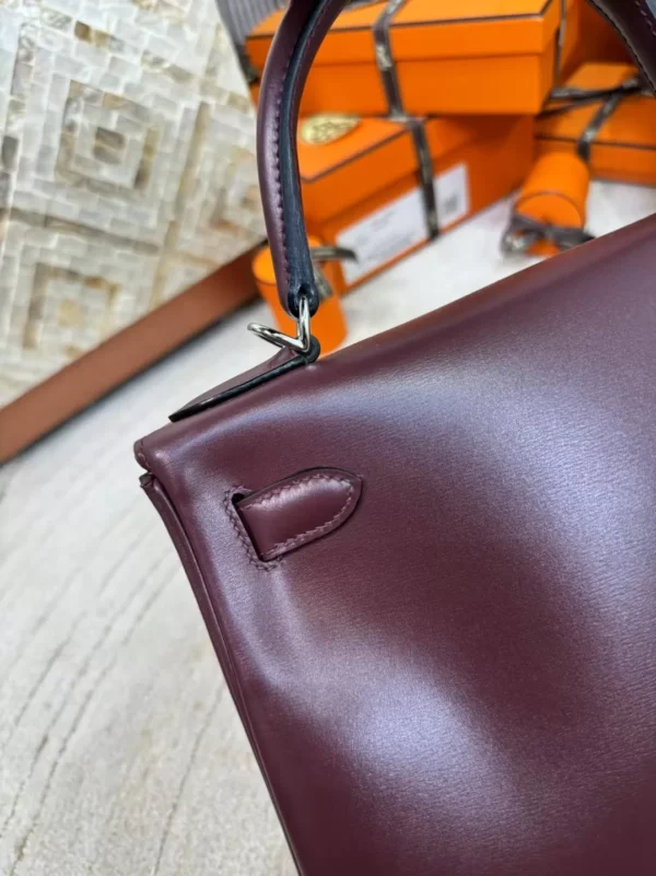 c387662fa664854-jpg Handmade Box Leather Kelly 28CM Bordeaux Silver Hardware