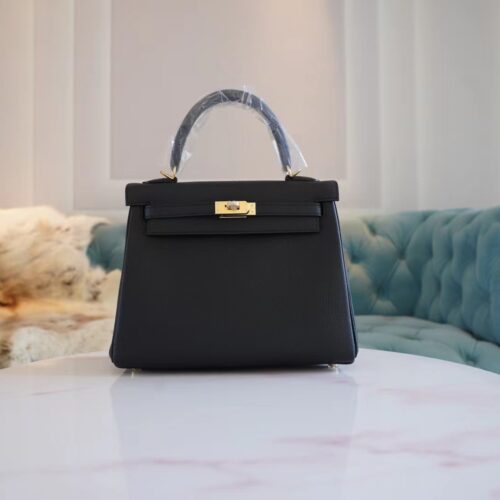 Full Handmade Hermes CK89 Nior Togo Leather Kelly 25CM Gold Hardware