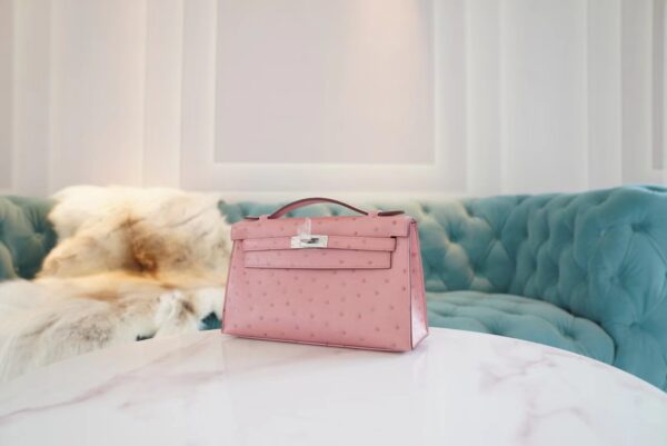 c4788e246933522 Wholesale Hermes 94 Terre Cuite KK Ostrich Skin Kelly Pochette22cm Clutch Bag
