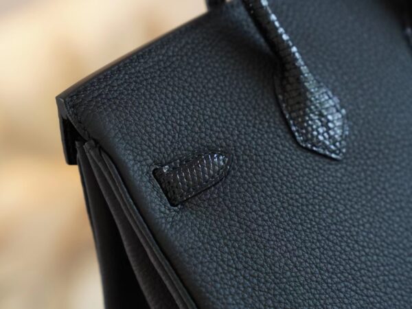c53c84fa010bb08 Handmade Hemes Birkin Touch 25CM Togo/ Lizard 89 Noir Gold Hardware