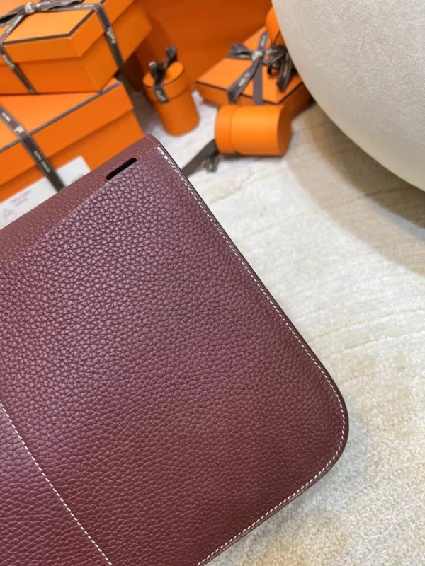 c64a34bbb6800d8-jpg Full Handmade Clemence Leather Halzan 31CM CK55 Rouge H Silver Hardware