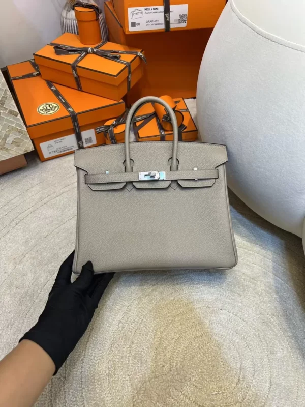 c714554ffb27d5f-jpg-1 Handmade Hermes Togo Leather Birkin 25CM 81 Gris Tourterelle Silver Hardware