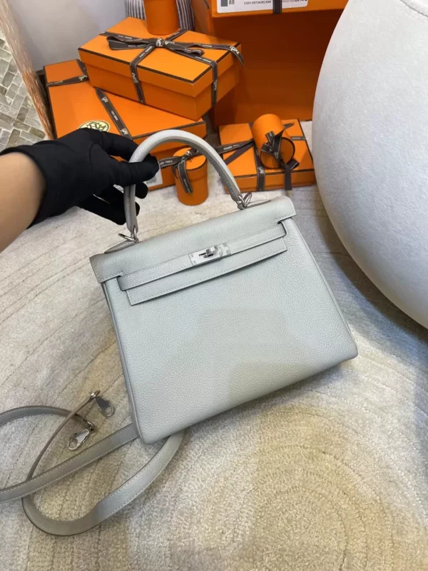c8206d86764e02e-jpg Hermes Togo Leather 80 Gris Pearl Kelly 25CM Silver Hardware
