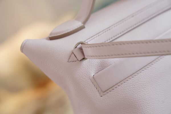 c871916fc779774 Full Handmade Hermes 09 Mauve Pale / Nata Mini Kelly 24/24 Evercolor Leather Silver Hardware
