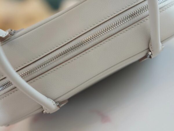 c8c18282b39de14 New Arrival Hermes Mini Plume Swift 80 Gris Pearl Tote Bag Silver Hardware