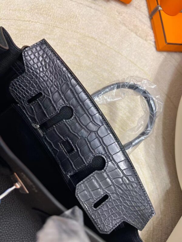 c92ada488b45636 Handmade Hermes Birkin Touch 25CM Togo/ Matte Crocodile 89 Noir Silver Hardware