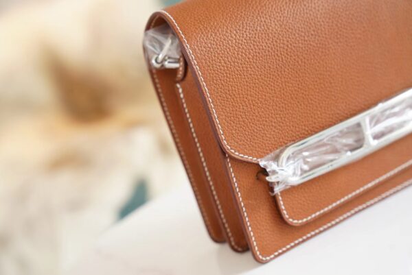 c998876f0553176 Full Handmade Hermes Roulis Mini18cm 34 Fauve Barenia Faubourg Silver Hardware