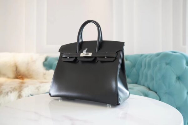 cb08468083d8aa2 Hand Stitch Hermes Birkin Bag25CM CK89 Nior Box Leather Silver Hardware