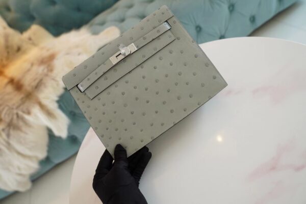cb0cdf1f57716f5 Canada Ottawa Hermes Kelly Danse 22CM KK Ostrich 8U Blue Glacier Silver Hardware