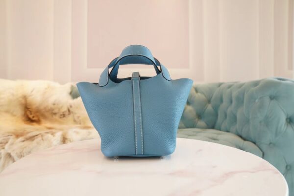 cb0d54ea4e70cd5-1 God Factory Bags Factory Hermes 75 Blue Jean Clemence Leather Picotin18CM Silver Hardware