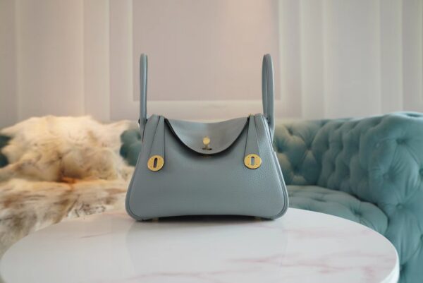 cb1f8ccd9ea1e12-1 God Factory Bags Hermes J7 Blue Lin Clemence Lindy 26CM Shoulder Bag Gold Hardware