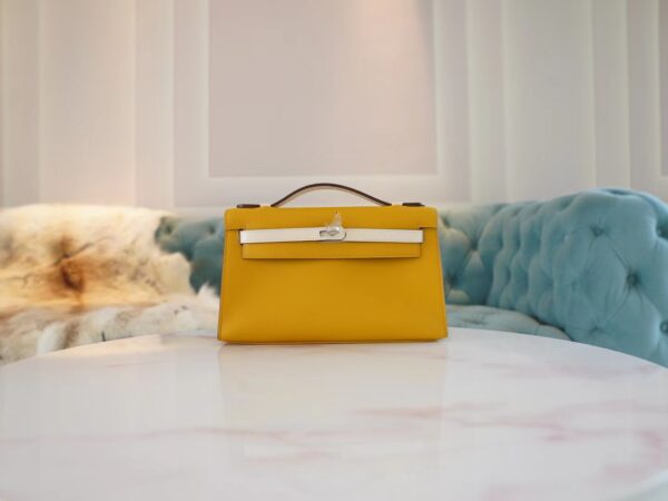 cb2591de5c06d02 God Factory Bags Hermes 9D Amber & Nata Swift Leather Kelly Pochette22cm Silver Hardware