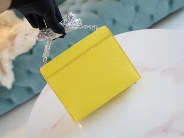 cb2d96650a3686c God Factory Bags Factory Hermes 9R Lemon Yellow Chevre Leather Verrou Mini17CM Silver Hardware