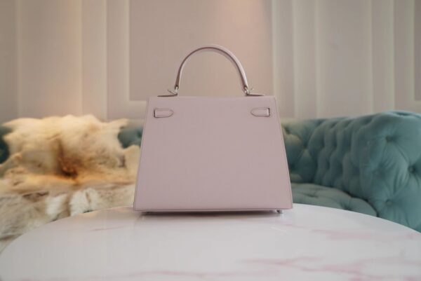 cba695b273fa784 New Arrival Hermes Kelly 25CM 09 Mauve Pale Epsom Leather Silver Hardware