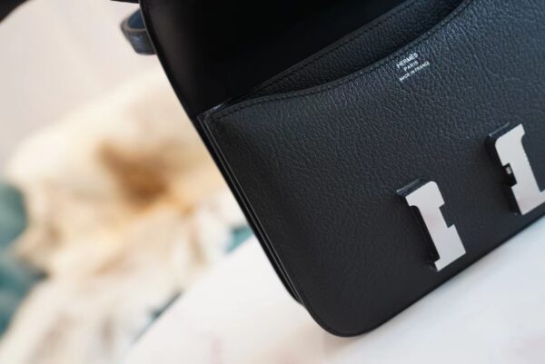cc049513539dd45 God Factory Bags Hermes Factory CK89 Black Chevre Leather Constance 19CM Silver Hardware