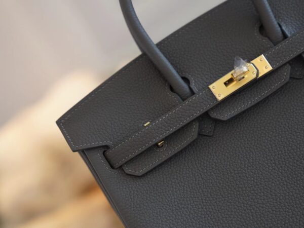 cc42873ab33c023 Full Handmade Hermes Birkin 25CM 8F Etain Togo Leather Gold Hardware