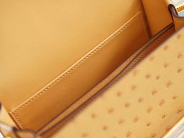 cc8d5043ca7e972 New Hermes Roulis Mini18cm Tabac-Camel South Africa Ostrich Skin Gold Hardware