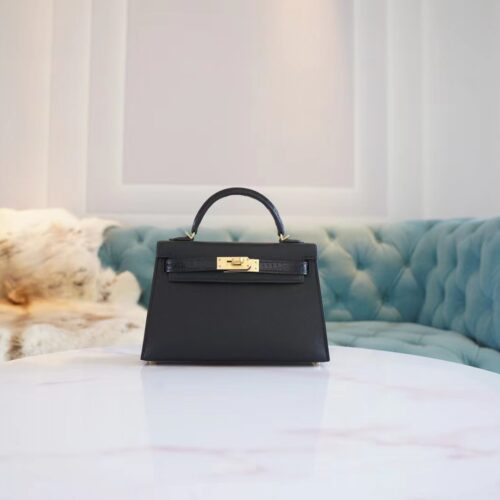 New Arrival Hermes Mini Kelly Two Touch 89 Nior Epsom&Crocodile Leather Gold Hardware