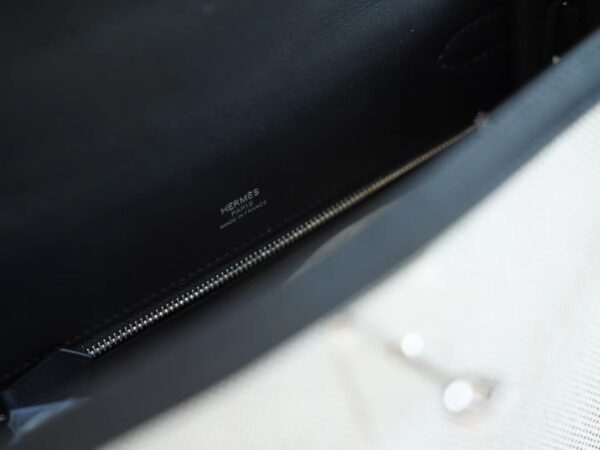 cd5717a2579ec48 Full Handmade Hermes Canvas/ Swift Kelly Sellier 28CM CK89 Nior Silver Hardware
