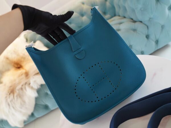 cd6db8473fafb18-1 Full Handmade Hermes 1P Blue Colvert TC Leather Evelyne 29CM Silver Hardware