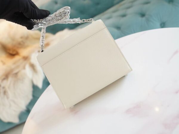 cde59ed35e0aa2c Stock Hermes Verrou Mini C10 Craie Chevre Leather Crossbody Bag Silver Hardware