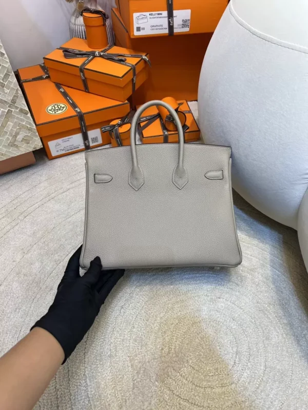 ce001a0bea80166-jpg Handmade Hermes Togo Leather Birkin 25CM 81 Gris Tourterelle Silver Hardware