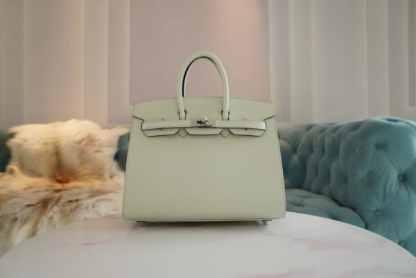 ce5c8c5f551e219-1 Full Handmade Hermes 0S Vert Fizz Epsom Leather Birkin 25CM Silver Hardware