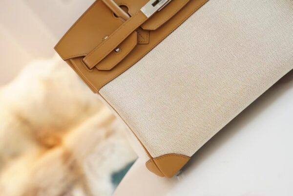 ceae2807ca094c4-1 New Arrival Hermes Beige Canvas/2S Sesame Leather Birkin30CM Silver Hardware