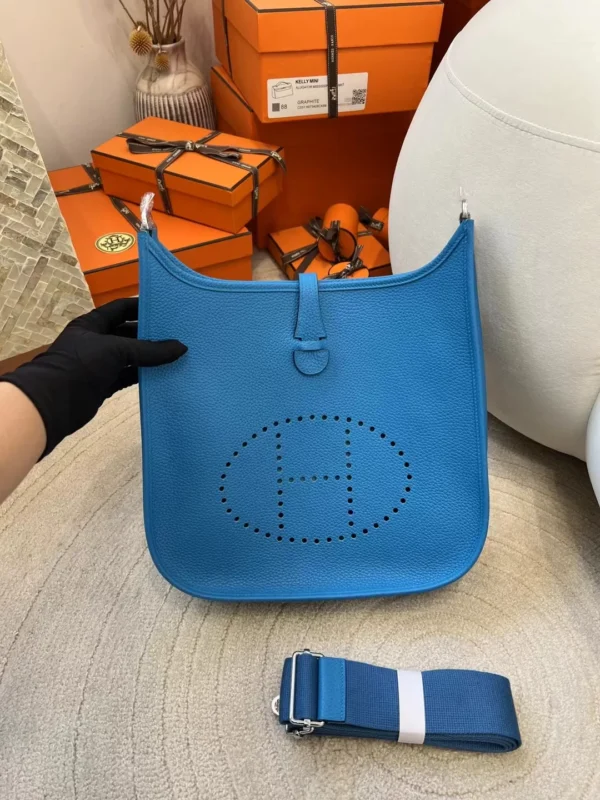 cff960567df66dd-jpg-1 Handmade Hermes Clemence Leather 0F Blue Frida Evelyne 29CM Silver Hardware