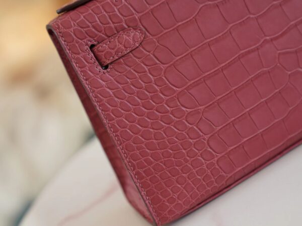 d0467c35d99c7ba New Hermes Kelly Pochette 22cm HCP Matte Alligator G5 Bois De Rose Silver Hardware