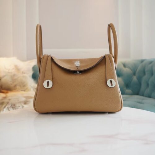 Full Handmade Hermes Lindy 26CM 0M Chai Clemence Leather Silver Hardware
