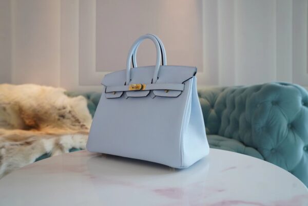 d08497f1f163b8e Full Handmade God Factory Bags Hermes Birkin 25CM T0 Blue Brume Togo Leather Gold Hardware