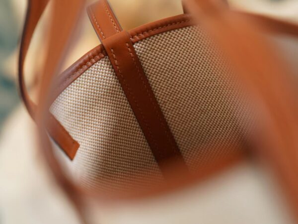 d110badaee72a0a Lcmode Factory Hermes CK37 Gold H en Biais27 Canvas/Swift Leather Tote Bag