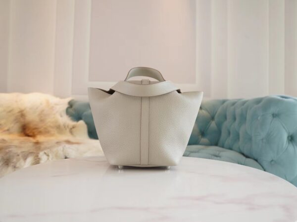 d115767c5957ade God Factory Bags Factory Hermes Clemence Picotin 18CM CK80 Gris Pearl Silver Hardware