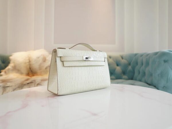 d13eca30c800e11 Australia Canberra Hermes Kelly Pochette 22CM Matte Alligator 8L Beton Silver Hardware